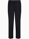Armani Exchange Pressed-crease Straight-leg Trousers In Blue