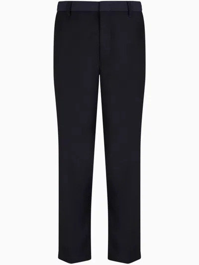 Armani Exchange Pressed-crease Straight-leg Trousers In Blue