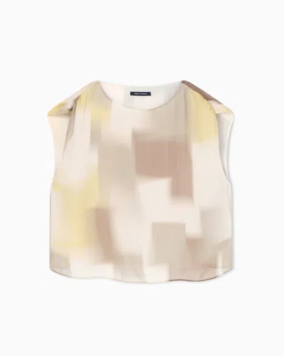 Armani Exchange Printed Crinkle Viscose Top In Multi