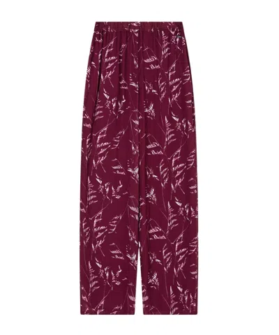 Armani Exchange Foliage-print Trousers In Red