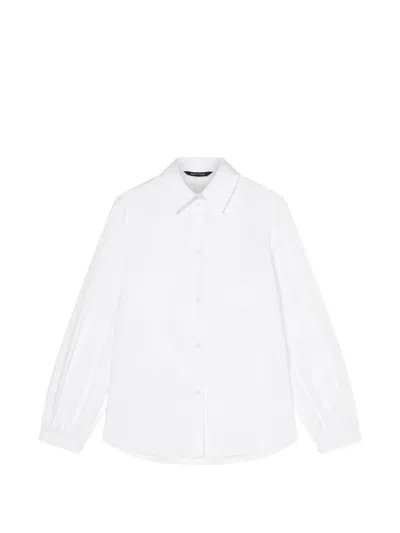 Armani Exchange Puff-sleeve Cotton Shirt In White