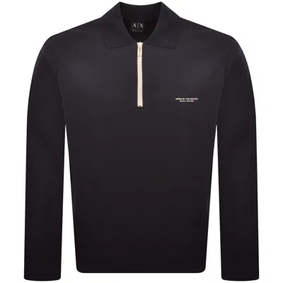 Armani Exchange Qaurter Zip Sweatshirt Navy In Multi