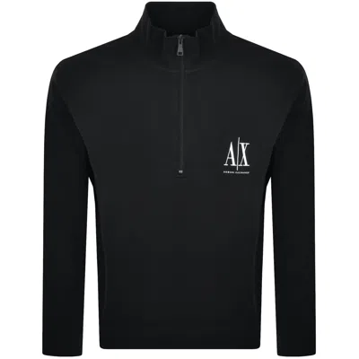 Armani Exchange Quarter Zip Hoodie Black