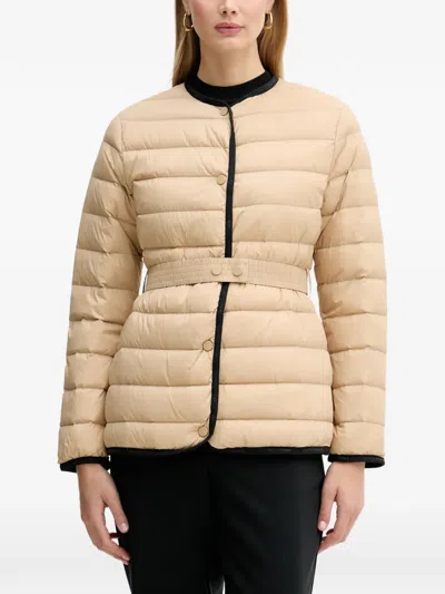 Armani Exchange Quilted Belted Jacket In Gold