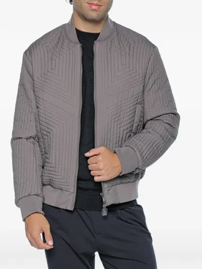 Armani Exchange Quilted Bomber Jacket In Gray