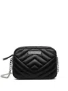Armani Exchange Quilted Shoulder Bag With Chain Strap In Black