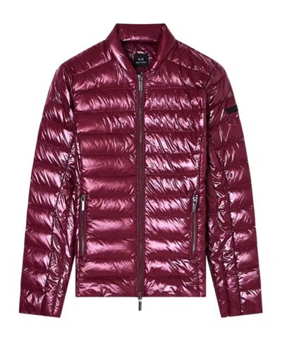 Armani Exchange Quilted Down Jacket In Burgundy