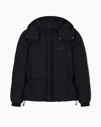 Armani Exchange Quilted Down Jacket With Hood In Black