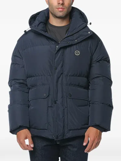 Armani Exchange Quilted Hooded Jacket In Blue