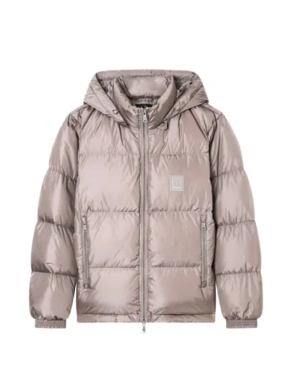 Armani Exchange Quilted Hooded Jacket In Gray