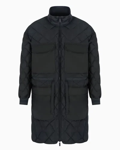 Armani Exchange Quilted Jacket With Max Pockets In Black