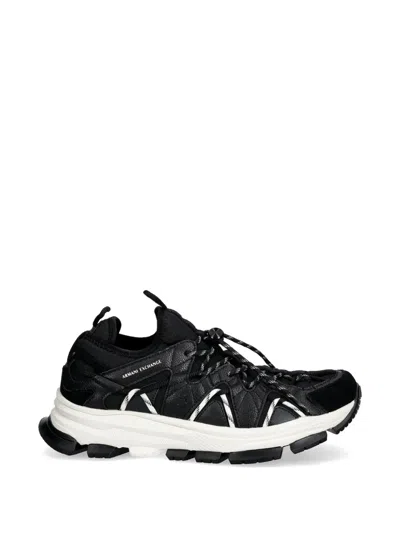 Armani Exchange Quilted Lace-up Sneakers In Black