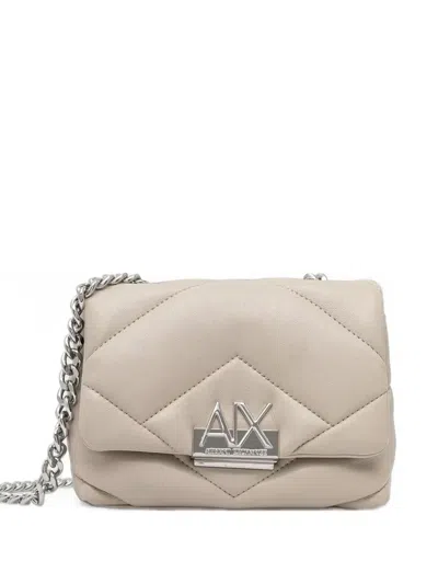 Armani Exchange Quilted Leather Shoulder Bag In Neutral