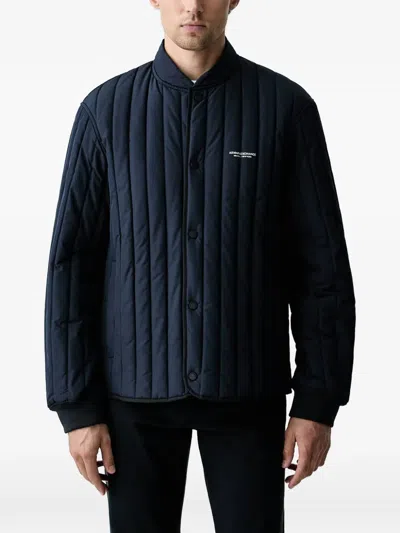 Armani Exchange Quilted Logo-print Jacket In Blue