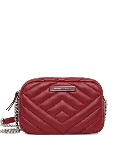 Armani Exchange Quilted-pattern Crossbody Bag In Red