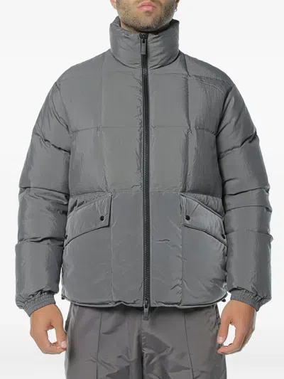 Armani Exchange Quilted Puffer Jacket In Gray
