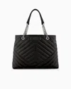 Armani Exchange Quilted Shopper Bag With Chain Handles In Black
