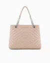 Armani Exchange Quilted Shopper Bag With Chain Handles In Pink