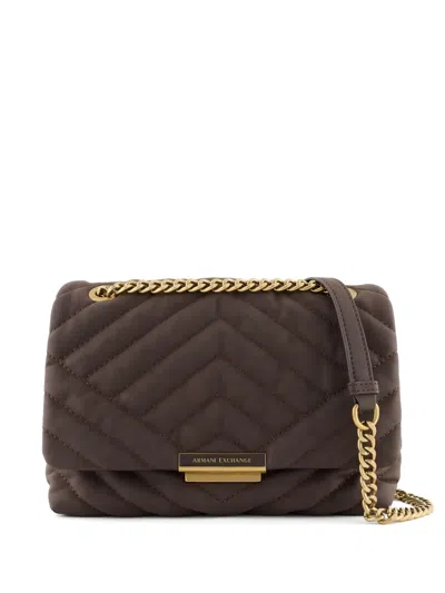 Armani Exchange Quilted Shoulder Bag In Brown