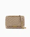 Armani Exchange Quilted Shoulder Bag With Chain In Beige