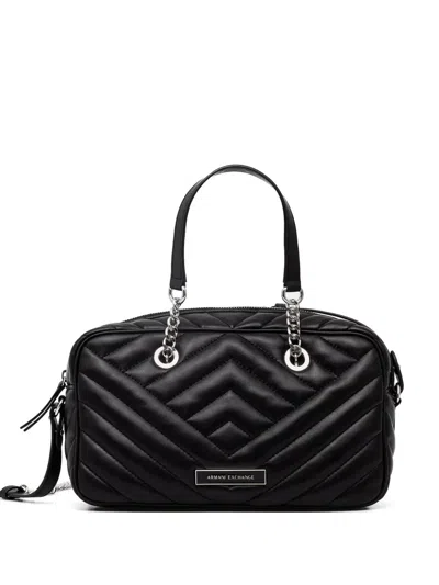 Armani Exchange Quilted Shoulder Bag In Black