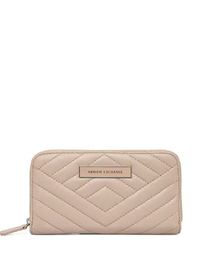 Armani Exchange Quilted Wallet In Neutrals