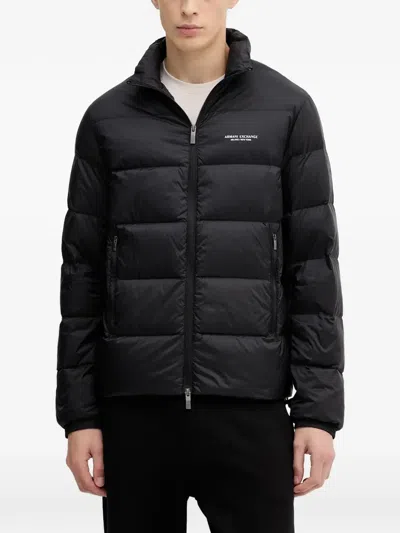 Armani Exchange Quilted Zip Jacket In Black