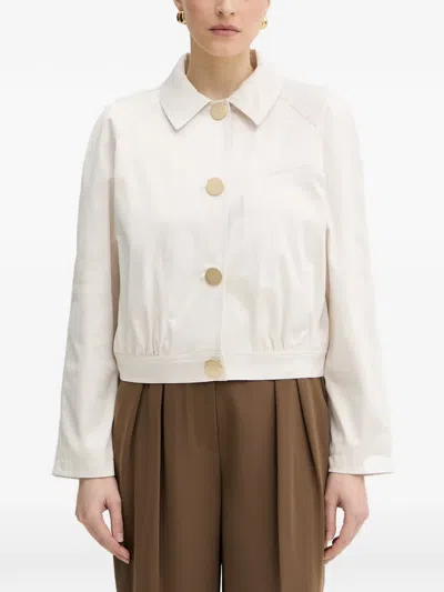 Armani Exchange Raglan-sleeve Button-up Jacket In White