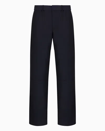 Armani Exchange Rayon Wide Leg Trousers With Stitching Details In Navy Blue