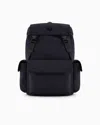 Armani Exchange Rectangular Backpack With External Pockets In Navy Blue