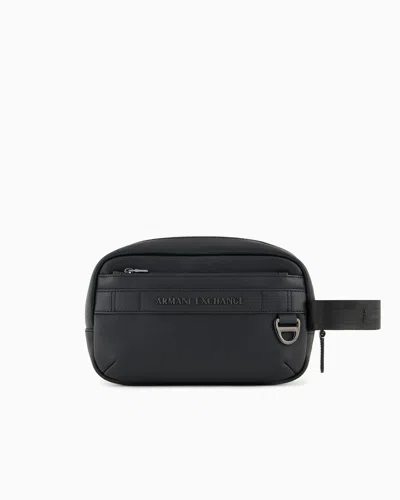 Armani Exchange Rectangular Beauty Case With Hook In Black