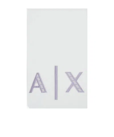 Armani Exchange Rectangular Embroidered Scarf In Purple