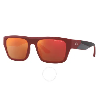 Armani Exchange Red Mirror Square Men's Sunglasses Ax4124su 82746q 56