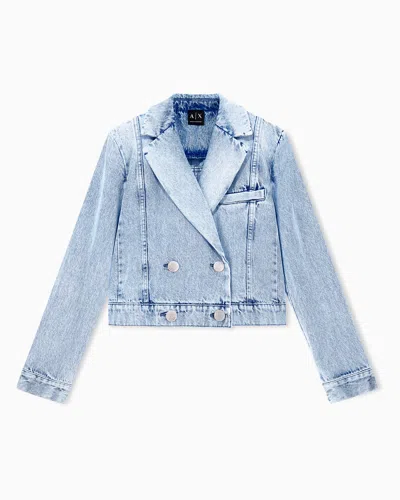 Armani Exchange Regular Fit Blazer In 12.4oz Rigid Cotton Denim In Blue
