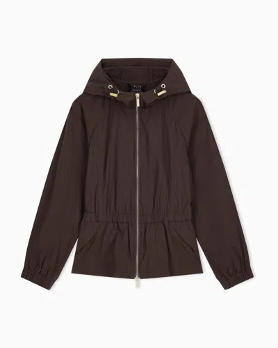 Armani Exchange Regular Fit Blouson Jacket In Crinkle Nylon With Duck Down In Brown