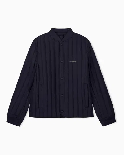 Armani Exchange Regular Fit Blouson Jacket With Padding And Rib Details In Blue