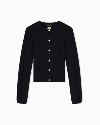 Armani Exchange Regular Fit Cardigan Knitted Recycled Viscose And Nylon In Black