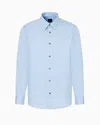 Armani Exchange Regular Fit Cotton And Lyocell Shirt In Light Blue