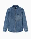 Armani Exchange Regular Fit Cotton Denim Shirt In Blue