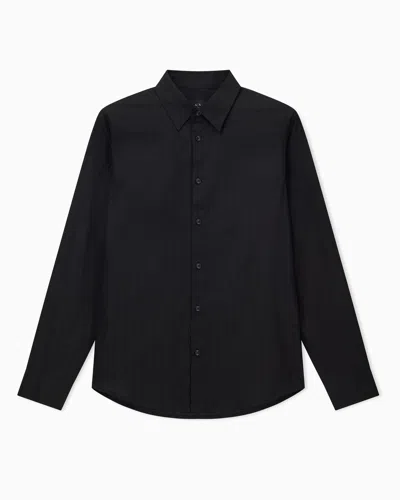 Armani Exchange Regular Fit Cotton Jacquard Shirt In Black