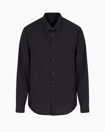 Armani Exchange Regular Fit Cotton Jacquard Shirt In Blau