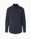 Armani Exchange Regular Fit Cotton Jacquard Shirt In Blue