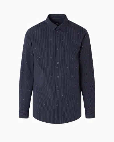 Armani Exchange Regular Fit Cotton Jacquard Shirt In Blue
