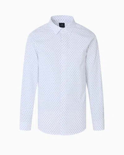 Armani Exchange Regular Fit Cotton Jacquard Shirt In White