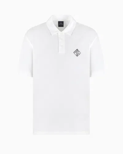 Armani Exchange Regular Fit Cotton Polo With Logo In White