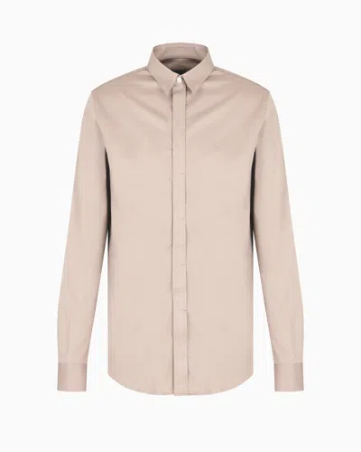 Armani Exchange Regular Fit Cotton Shirt In Beige