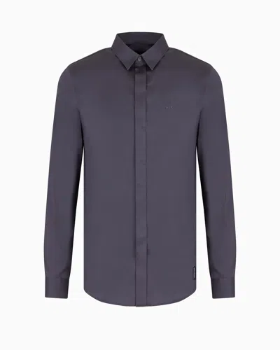 Armani Exchange Regular Fit Cotton Shirt In Black