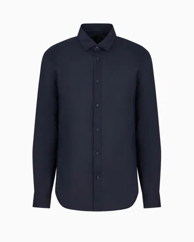 Armani Exchange Regular Fit Cotton Shirt In Navy Blue