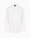 Armani Exchange Regular Fit Cotton Shirt With Allover Logo In Tone In White