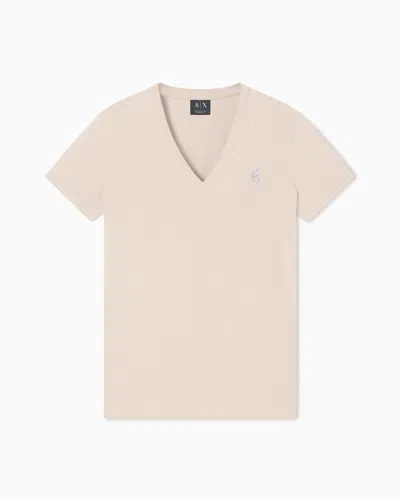 Armani Exchange Regular Fit Cotton T-shirt In Neutral